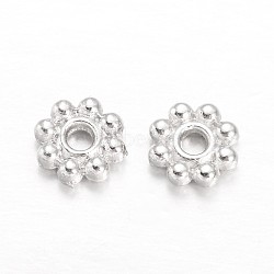 Alloy Daisy Spacer Beads, Flower, Cadmium Free & Lead Free, Silver, 5x1.5mm, Hole: 1.8mm, about 7000pcs/1000g(TIBEB-S039-064S-RS)