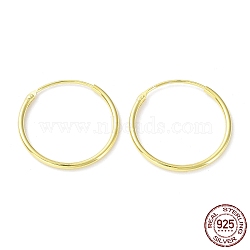 925 Sterling Silver Huggie Hoop Earrings, with S925 Stamp, Real 18K Gold Plated, 20x1.5x20.5mm(EJEW-K258-02D-G)