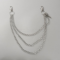 Cross Alloy 3 Layer Chain Belts for Pants, Platinum, 465mm(AJEW-WH20019-50)