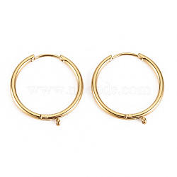 316 Surgical Stainless Steel Huggie Hoop Earring Findings, with Vertical Loop, Ring, Real 14K Gold Plated, 20 Gauge, 21x19x2mm, Hole: 1mm, Pin: 1mm(STAS-S116-257A-G)