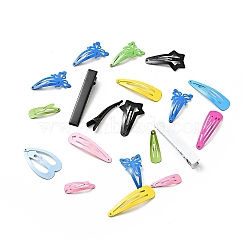Spray Paint Iron Snap & Alligator Hair Clip Findings, Mixed Color, 38~60x11~25x0.5~14mm, about 200pcs/200g(IFIN-P038-01)