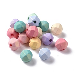 Spray Painted ABS Plastic Beads, Rubberized Style, Faceted, Round, Mixed Color, 14.5x16x14mm, Hole: 3mm, about 350pcs/500g(KY-G025-10)