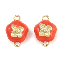 Brass Enamel Magnetic Clasps, Flower, Real 18K Gold Plated, 15.5x11x7.5mm, Hole: 1.6mm(KK-C066-19G)
