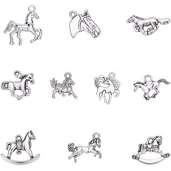 Tibetan Style Alloy Pendants, Horse, Antique Silver, 10.8x7.4x1.8cm, 10pcs/size, 100pcs/box