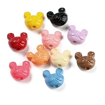Baking Paint Acrylic Beads, Rabbit, Mixed Color, 17.5x18x12.5mm, Hole: 3.3mm
