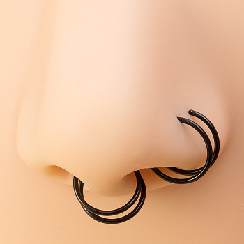 316L Surgical Stainless Steel Spiral Nose Rings, Cartilage Earrings, Black, Inner Diameter: 8mm, Pin: 0.8mm