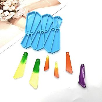 Triangle DIY Pendant Silicone Molds, Resin Casting Molds, For UV Resin, Epoxy Resin Jewelry Making, Deep Sky Blue, 121x101x6mm, Hole: 2.5~3.5mm, Inner Diameter: 38~68x11~19mm