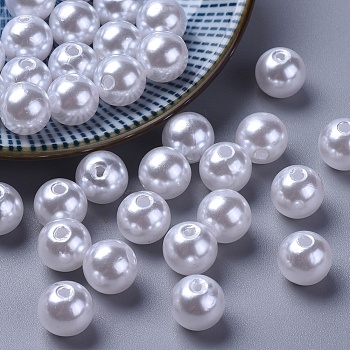 Acrylic Pearl  Round Beads For DIY Jewelry and Bracelets, Snow, 10mm, Hole: 2mm
