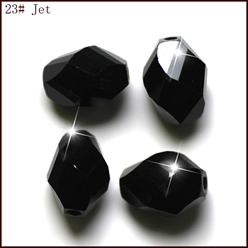 Imitation Austrian Crystal Beads, Grade AAA, Faceted, Bicone, Black, 8x10.5mm, Hole: 0.9~1mm