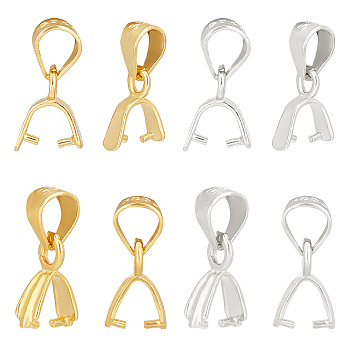 Elite 8Pcs 4 Style Sterling Silver Ice Pick Pinch Bails, with S925 Stamp, Golden & Silver, 11~13mm, Hole: 3x3.5~4mm, 2pcs/style