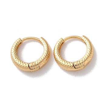 Texture Rings Brass Hoop Earrings for Women, Real 18K Gold Plated, 13x4mm