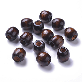 Dyed Natural Maple Wood Beads, Barrel, Lead Free, Brown, 16x16~17mm, Hole: 8mm, about 676pcs/1000g