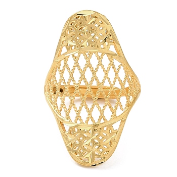 Light Gold Brass Adjustable Rings for Women, Rhombus, US Size 9 3/4(19.5mm)