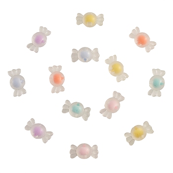 60Pcs 6 Colors Transparent Clear Acrylic Beads, Frosted, DIY Accessories, Bead in Bead, Candy, Mixed Color, 8.5x16.5x8.5mm, Hole: 2mm, 10pcs/color
