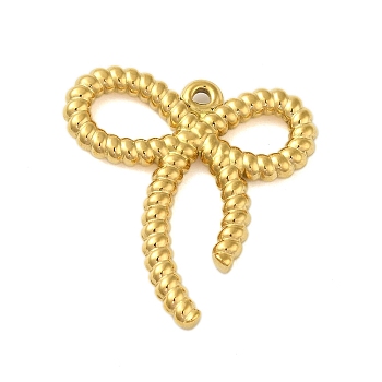 Ion Plating(IP) 304 Stainless Steel Pendants, Bowknot Charm, Real 18K Gold Plated, 29x27.5x3mm, Hole: 1.4mm