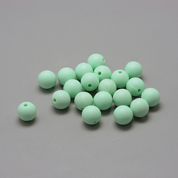 Food Grade Eco-Friendly Silicone Beads, Round, Pale Green, 8~10mm, Hole: 1~2mm