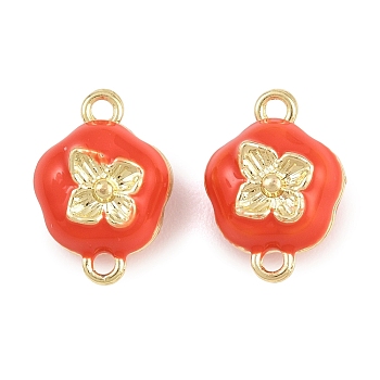 Brass Enamel Magnetic Clasps, Flower, Real 18K Gold Plated, 15.5x11x7.5mm, Hole: 1.6mm