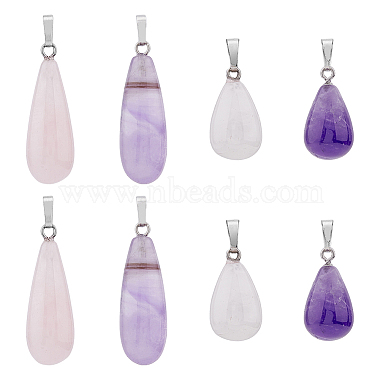 Platinum Teardrop Mixed Stone Pendants