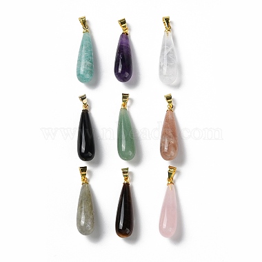 Golden Teardrop Mixed Stone Pendants