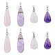 HOBBIESAY 8Pcs 4 Style Natural Amethyst & Rose Quartz Pendants(G-HY0001-13)-1