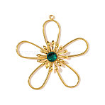 304 Stainless Steel Big Pendants, with Glass, Flower Charms, Ion Plating(IP), Real 18K Gold Plated, 61x58mm(STAS-OY002-83G)