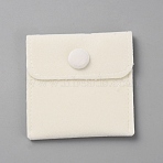 Square Velvet Jewelry Box with Snap Button, for Pendant, Ring and Bracelet Packaging Box, White, 7x7x0.95cm(CON-WH0088-77A-04)
