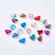 Transparent Acrylic Charms, Faceted, Heart, Mixed Color, 11x9x4mm, Hole: 0.5mm(X-MACR-G055-11mm-M)