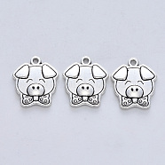 Tibetan Style Alloy Pendants, Cadmium Free & Lead Free, Pig, Antique Silver, 20x15.5x2.5mm, Hole: 1.4mm, about 240pcs/500g(TIBE-R316-060AS-RS)