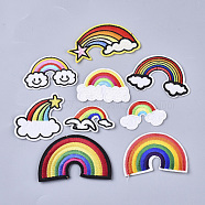 Computerized Embroidery Cloth Iron On/Sew On Patches, Costume Accessories, Appliques, Rainbow, Mixed Color, 30~46x48~78x1.5mm, 90pcs/bag(AJEW-S076-043)