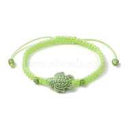 Porcelain Tortoise Braided Bead Bracelets, Nylon Adjustable Bracelet, Green Yellow, Inner Diameter: 2~2-7/8 inch(5~7.3cm)(BJEW-JB10058-02)