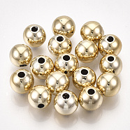 UV Plating ABS Plastic Beads, Round, Golden Plated, 12x11.5mm, Hole: 2mm(CCB-S162-29D-02)