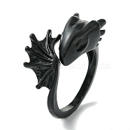 Dragon Alloy Open Cuff Rings, Lead Free & Cadmium Free, Black, 11mm, Inner Diameter: 20mm(RJEW-K275-36EB)