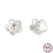 925 Sterling Silver Bead Cap, Flower, Silver, 5.9x6x1.7mm, Hole: 1mm(STER-K174-05A-S)