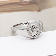 304 Stainless Steel Finger Rings, Angel, Stainless Steel Color, US Size 9(18.9mm)(FS-WG635C8-03)