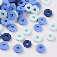 Handmade Polymer Clay Beads, Heishi Beads, for DIY Jewelry Crafts Supplies, Disc/Flat Round, Medium Turquoise, 6x1mm, Hole: 2mm, about 26000pcs/1000g(CLAY-T019-04B)