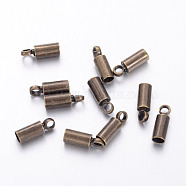 Brass Cord Ends, End Caps, Nickel Free, Antique Bronze, 8x2.8mm, Hole: 1.5mm, 2mm inner diameter(X-KK-H731-AB-NF)