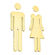 ABS Male & Female Bathroom Sign Stickers, Public Toilet Sign, for Wall Door Accessories Sign, Gold, Male: 195x61x4mm, Female: 190x70x3.7mm(DIY-WH0181-20A)
