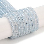 Natural Aquamarine Beads Strands, Faceted, Round, Grade A, 3~3.5mm, Hole: 0.7mm, about 121pcs/strand, 15.35 inch(39cm)(G-L587-A02-03)