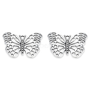 Tibetan Style Alloy Pendant Rhinestone Settings, Cadmium Free & Lead Free, Butterfly, Antique Silver, Fit for 1mm Rhinestone, 28x40x3mm, Hole: 2mm, about 200pcs/1000g(TIBE-N011-070)