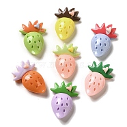 Opaque Resin Decoden Cabochons, Strawberry with Heart, Mixed Color, 26.5x18.5x7.5mm(RESI-Z022-04)