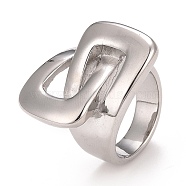 304 Stainless Steel Interlocking Rectangle Chunky Ring for Women, Stainless Steel Color, US Size 7 1/4(17.5mm)(RJEW-B040-20B-P)