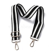 Adjustable Nylon Bag Chains Strap, with Light Gold Iron Swivel Clasps, for Bag Replacement Accessories, Black & White, Stripe Pattern, 82~147x3.9cm(X1-AJEW-P059-05)