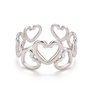 304 Stainless Steel Heart Wrap Open Cuff Ring for Women, Stainless Steel Color, US Size 6 3/4(17.1mm)(RJEW-A005-31P)