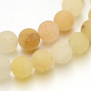 Frosted Round Natural Yellow Aventurine Bead Strands, 8mm, Hole: 1mm, about 47pcs/strand, 15 inch(X-G-J338-06-8mm)