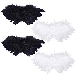 4Pcs 2 Colors Feather Wings Costume for Dolls Miniature Accessories, Mixed Color, 77x186x3.5mm, 2pcs/color(DIY-ME0003-63)