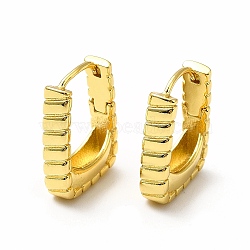 Rack Plating Brass Hoop Earrings, Lead Free & Cadmium Free, Grooved Square Hoop Earring for Women, Real 18K Gold Plated, 19.5x4.5x14.5mm, Pin: 0.8mm(EJEW-H093-04G)