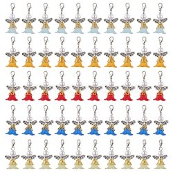 100Pcs 5 Colors Angel Acrylic & ABS Plastic Imitation Pearl Pendant Decorations, Lobster Claw Clasps Charms for Bag Ornaments, Mixed Color, 65mm, 20pcs/color(HJEW-JM02723)