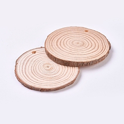 Unfinished Wood Piece, with Hole, For DIY Craft, Home Hanging Decoration, Flat Round, BurlyWood, 60x5mm, Hole: 4mm(X-WOOD-WH0098-61A)