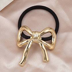 Alloy Hair Rope, Metal Hair Ties, for Women Girls, Bowknot, Golden, 50mm(PW-WG87856-01)