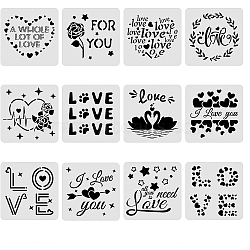 Large Plastic Reusable Drawing Painting Stencils Templates Sets, for Painting on Scrapbook Fabric Canvas Tiles Floor Furniture Wood, Word, 30x30cm, 12pcs/set(DIY-WH0172-092)